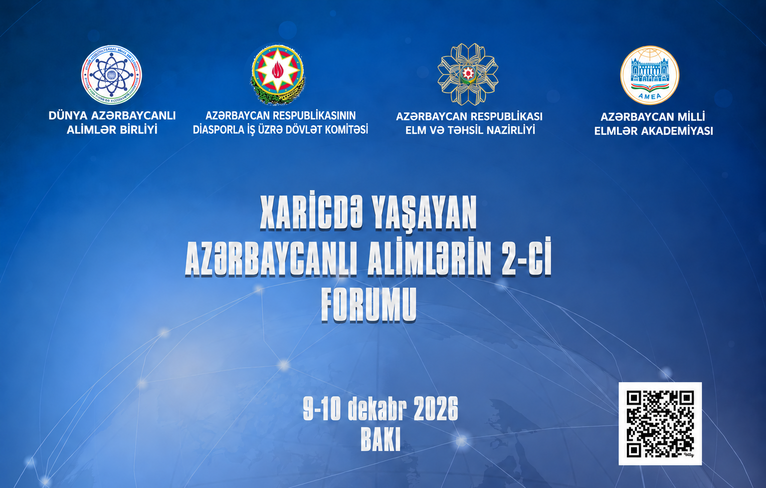 Xaricdə Yaşayan Azərbaycanlı Alimlərin 2-ci Forumu afişası, 9–10 dekabr 2026