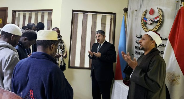 A memorial corner created at the Egypt-Azerbaijan Friendship Society